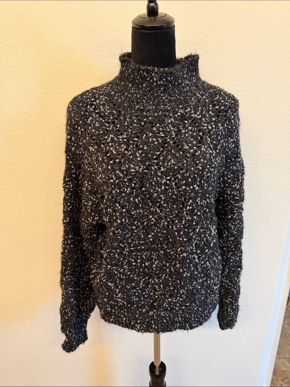 Melrose and Market Blue & Black Flecked Mock Neck Sweater